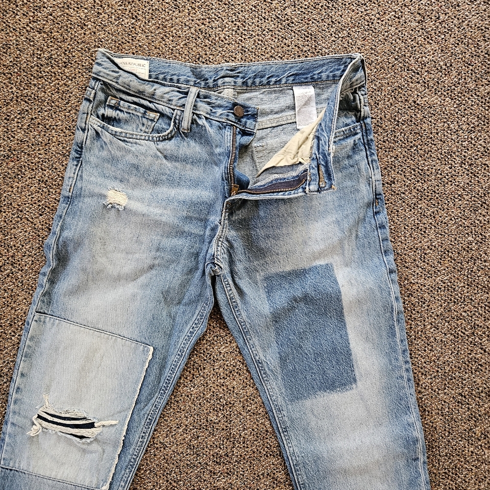 Straight Fit Patchwork Light Wash Denim. - image 4